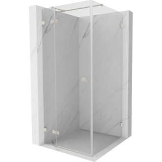 Sprchovací kút Mexen Lunar T s ľavým výklopným uzáverom 90 x 90 cm, priehľadný, kartáčovaný nikel - 834T-090-090-97-00-L