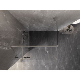 Sprchovací kút Mexen Lunar T ľavý výklopný 100 x 100 cm, priehľadný, kartáčovaný nikel - 834T-100-100-97-00-L