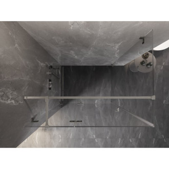 Sprchovací kút Mexen Lunar T ľavý výklopný 100 x 120 cm, priehľadný, kartáčovaný nikel - 834T-100-120-97-00-L