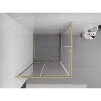 Mexen Exo štvorcový posuvný sprchovací kút 95 x 95 cm, priehľadný, zlatý - 8111-095-095-50-00