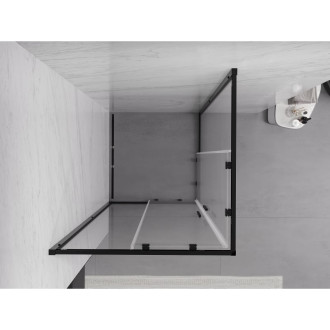 Mexen Exo štvorcový posuvný sprchovací kút 95 x 95 cm, priehľadný, čierny - 8111-095-095-70-00