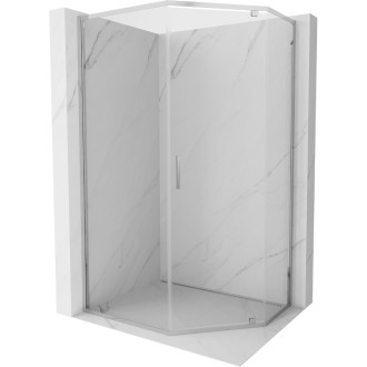 Sprchovací kút Mexen Exo päťuholníkový výklopný 100 x 90 cm, priehľadný, chróm - 812-100-090-01-00