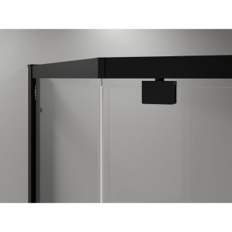Sprchovací kút Mexen Exo päťuholníkový výklopný 90 x 80 cm, priehľadný, čierny - 812-090-080-70-00
