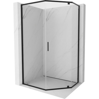 Sprchovací kút Mexen Exo päťuholníkový výklopný 100 x 80 cm, priehľadný, čierny - 812-100-080-70-00