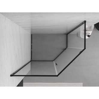 Sprchovací kút Mexen Exo päťuholníkový výklopný 100 x 80 cm, priehľadný, čierny - 812-100-080-70-00