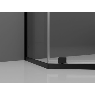 Sprchovací kút Mexen Exo päťuholníkový výklopný 100 x 90 cm, priehľadný, čierny - 812-100-090-70-00