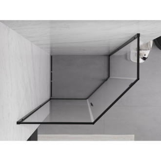 Sprchovací kút Mexen Exo päťuholníkový výklopný 100 x 90 cm, priehľadný, čierny - 812-100-090-70-00