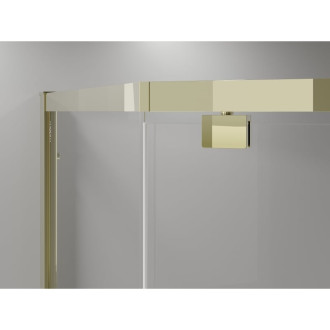 Sprchovací kút Mexen Exo päťuholníkový výklopný 90 x 80 cm, priehľadný, zlatý - 812-090-080-50-00