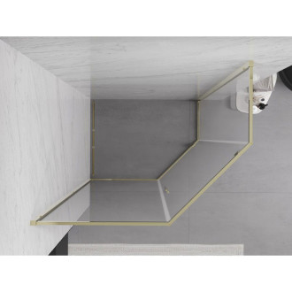 Sprchovací kút Mexen Exo päťuholníkový výklopný 100 x 80 cm, priehľadný, zlatý - 812-100-080-50-00