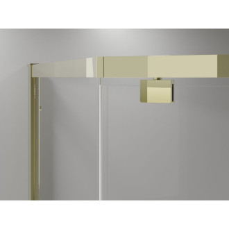 Sprchovací kút Mexen Exo päťuholníkový výklopný 100 x 90 cm, priehľadný, zlatý - 812-100-090-50-00