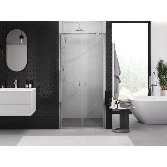 Sprchové dvere Mexen Exo s dvojitými pántami 120 cm, priehľadné, chróm - 814-120-000-01-00