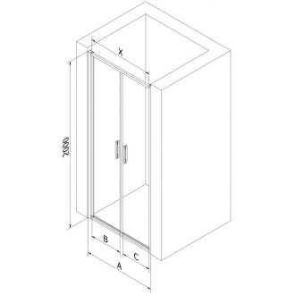Sprchové dvere Mexen Exo s dvojitými pántami 110 cm, priehľadné, čierne - 814-110-000-70-00