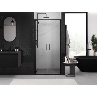 Sprchové dvere Mexen Exo s dvojitými pántami 120 cm, priehľadné, čierne - 814-120-000-70-00