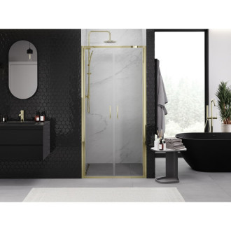 Sprchové dvere Mexen Exo s dvojitými pántami 110 cm, priehľadné, zlaté - 814-110-000-50-00
