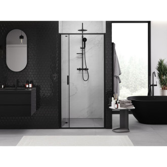 Sprchové skladacie dvere Mexen Exo 110 cm, priehľadné, čierne - 816-110-000-70-00