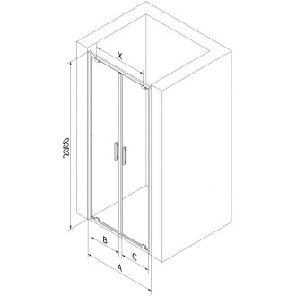 Sprchové dvere Mexen Exo s dvojitými pántami 110 cm, priehľadné, chróm - 8182-110-000-01-00