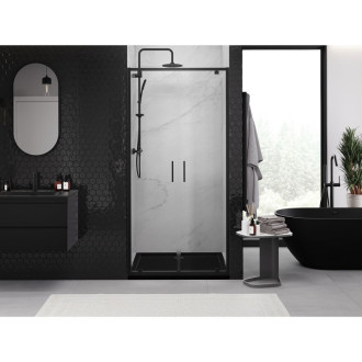 Sprchové dvere Mexen Exo s dvojitými pántami 120 cm, priehľadné, čierne - 8182-120-000-70-00