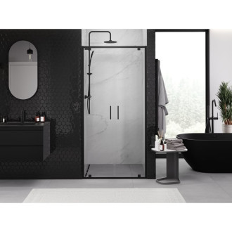 Sprchové dvere Mexen Exo s dvojitými pántami 120 cm, priehľadné, čierne - 8182-120-000-70-00
