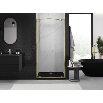 Sprchové dvere Mexen Exo s dvojitými pántami 110 cm, priehľadné, zlaté - 8182-110-000-50-00