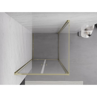 Sprchovací kút Mexen Exo s výklopným mechanizmom 110 x 110 cm, priehľadný, zlatý - 814-110-110-50-00
