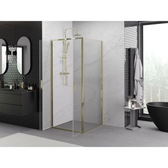 Sprchovací kút Mexen Exo s výklopným mechanizmom 120 x 120 cm, priehľadný, zlatý - 814-120-120-50-00