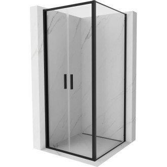 Sprchovací kút Mexen Exo s výklopným mechanizmom 120 x 120 cm, priehľadný, čierny - 814-120-120-70-00