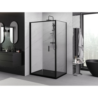 Skladací sprchovací kút Mexen Exo 110 x 75 cm, priehľadný, čierny - 816-110-075-70-00