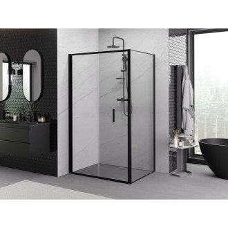 Skladací sprchovací kút Mexen Exo 110 x 75 cm, priehľadný, čierny - 816-110-075-70-00