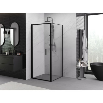 Skladací sprchovací kút Mexen Exo 120 x 120 cm, priehľadný, čierny - 816-120-120-70-00
