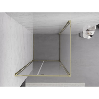 Sprchovací kút Mexen Exo s výklopným mechanizmom 110 x 110 cm, priehľadný, zlatý - 819-110-110-50-00