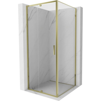 Sprchovací kút Mexen Exo s výklopným mechanizmom 120 x 120 cm, priehľadný, zlatý - 819-120-120-50-00