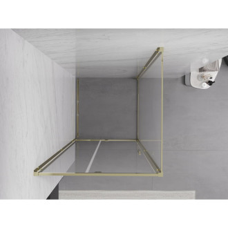 Sprchovací kút Mexen Exo s výklopným mechanizmom 120 x 120 cm, priehľadný, zlatý - 819-120-120-50-00