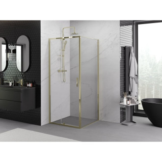 Sprchovací kút Mexen Exo s výklopným mechanizmom 120 x 120 cm, priehľadný, zlatý - 819-120-120-50-00