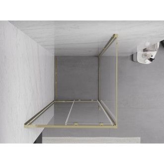 Mexen Exo posuvný sprchovací kút 120 x 120 cm, priehľadný, zlatý - 8151-120-120-50-00