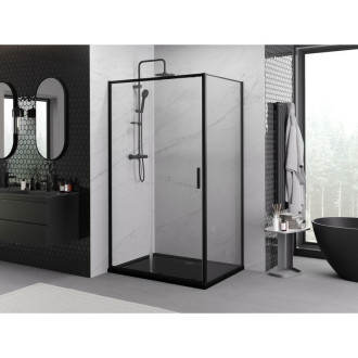 Posuvný sprchovací kút Mexen Exo 190 x 80 cm, priehľadný, čierny - 8151-190-080-70-00