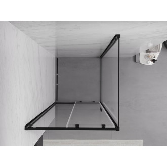 Posuvný sprchovací kút Mexen Exo 120 x 120 cm, priehľadný, čierny - 8151-120-120-70-00