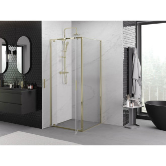 Sprchovací kút Mexen Exo s výklopným mechanizmom 110 x 110 cm, priehľadný, zlatý - 8182-110-110-50-00
