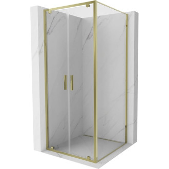 Sprchovací kút Mexen Exo s výklopným mechanizmom 120 x 120 cm, priehľadný, zlatý - 8182-120-120-50-00