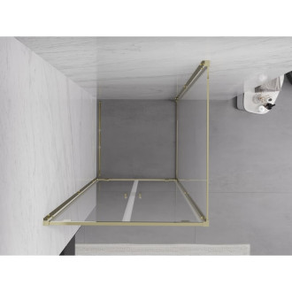 Sprchovací kút Mexen Exo s výklopným mechanizmom 120 x 120 cm, priehľadný, zlatý - 8182-120-120-50-00
