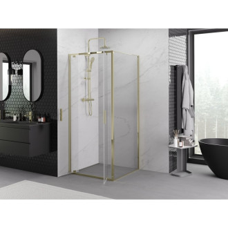 Sprchovací kút Mexen Exo s výklopným mechanizmom 120 x 120 cm, priehľadný, zlatý - 8182-120-120-50-00