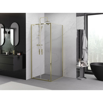Sprchovací kút Mexen Exo s výklopným mechanizmom 120 x 120 cm, priehľadný, zlatý - 8182-120-120-50-00