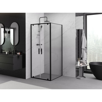 Sprchovací kút Mexen Exo s výklopným mechanizmom 110 x 110 cm, priehľadný, čierny - 8182-110-110-70-00