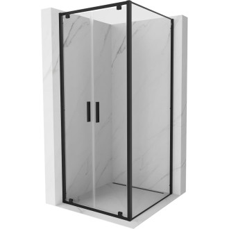 Sprchovací kút Mexen Exo s výklopným mechanizmom 120 x 120 cm, priehľadný, čierny - 8182-120-120-70-00