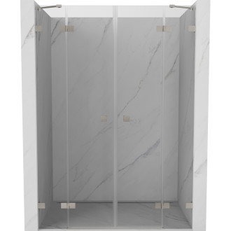 Sprchové dvere Mexen Lunar Duo s otočnými dverami 140 cm, priehľadné, kartáčovaný nikel - 834D-140-000-97-00