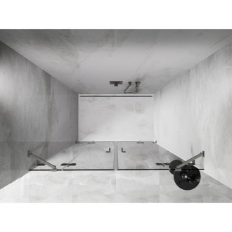 Sprchové dvere Mexen Lunar Duo s otočnými dverami 150 cm, priehľadné, kartáčovaný nikel - 834D-150-000-97-00