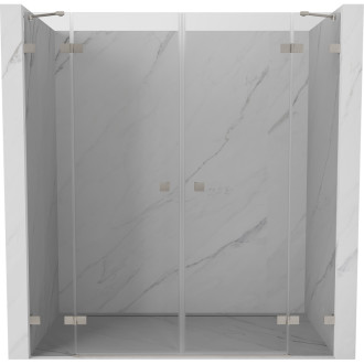 Sprchové dvere Mexen Lunar Duo s otočnými dverami 180 cm, priehľadné, kartáčovaný nikel - 834D-180-000-97-00
