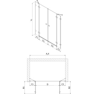 Sprchové dvere Mexen Lunar Duo s otočnými dverami 180 cm, priehľadné, kartáčovaný nikel - 834D-180-000-97-00