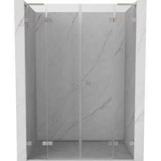 Sprchové dvere Mexen Lunar L Duo s otočnými dverami 140 cm, priehľadné, kartáčovaný nikel - 834DL-140-000-97-00