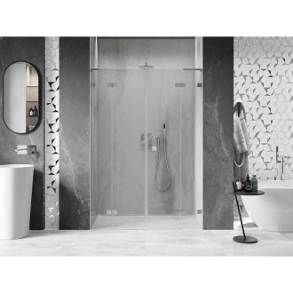 Sprchové dvere Mexen Lunar L Duo s otočnými dverami 140 cm, priehľadné, kartáčovaný nikel - 834DL-140-000-97-00