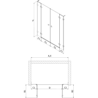 Sprchové dvere Mexen Lunar L Duo s otočnými dverami 170 cm, priehľadné, kartáčovaný nikel - 834DL-170-000-97-00